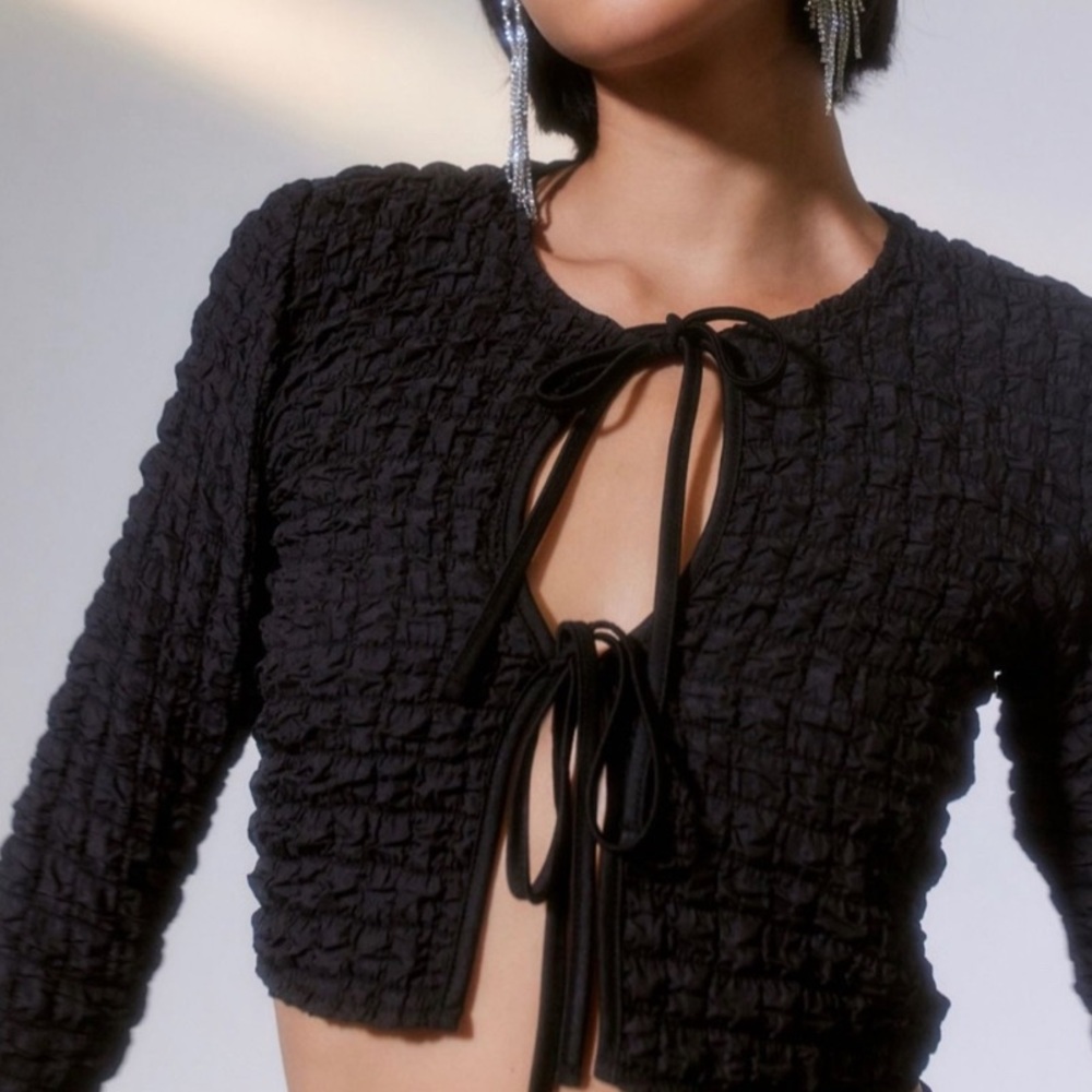 Urban outfitters bubble knit cardigan black